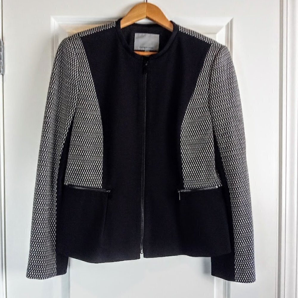 Classiques Entier Full Zip Peplum Wool Blend Knit Jacket